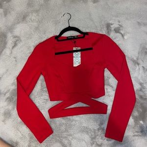 BooHoo Long Sleeve Crop Top